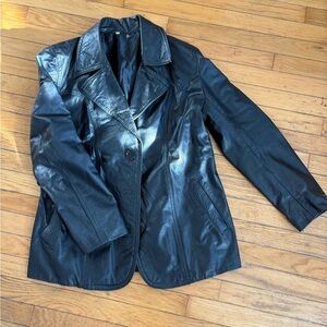 Elegant Black Leather Jacket for Women